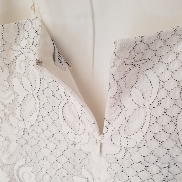 Shona Joy Lace Cocktail Handkerchief Hem Dress - Picture 7 of 8